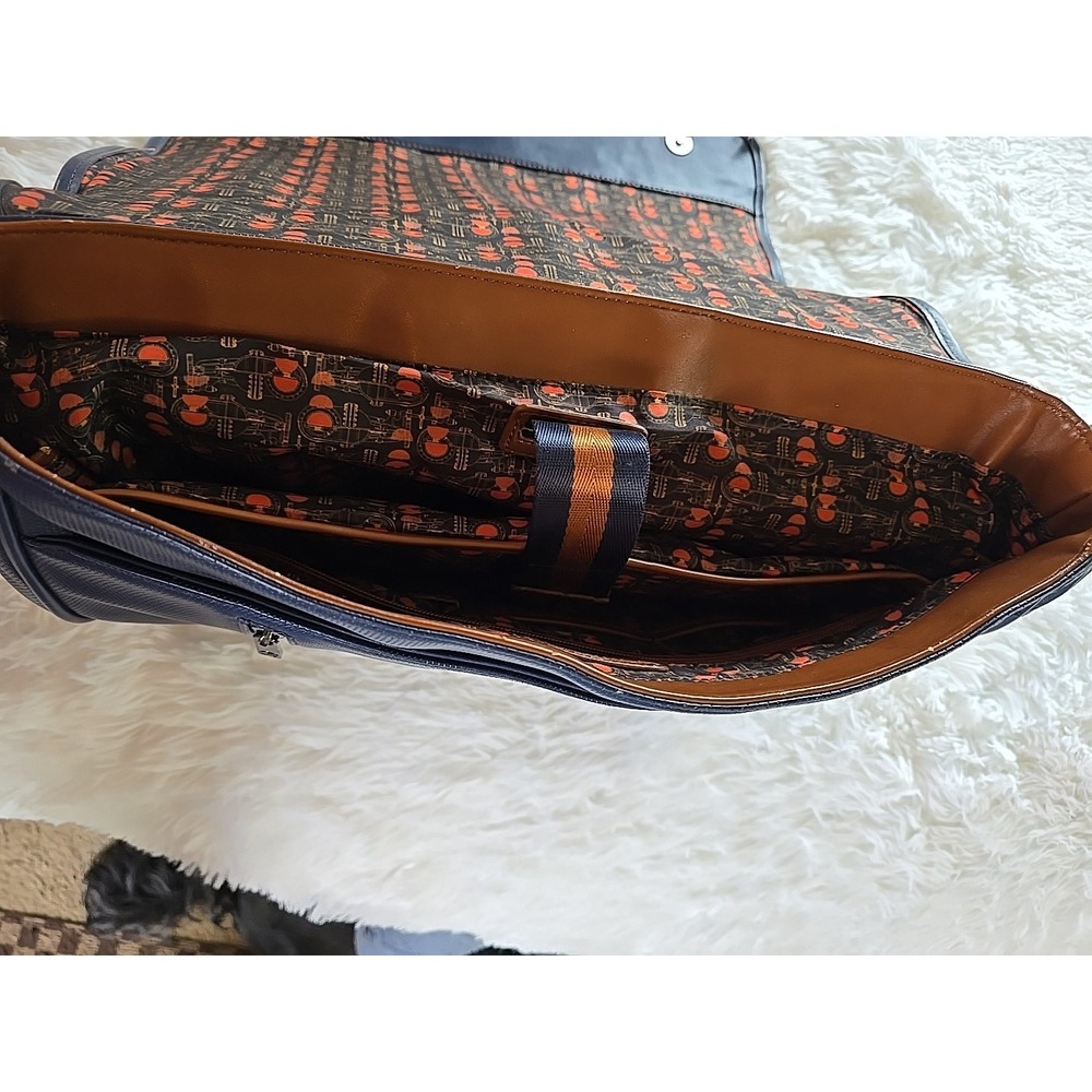 Robert Graham Blue-Tan 2-Striped Messenger Bag Used & Worn With Carry Strap $59 - Picture 13 of 16